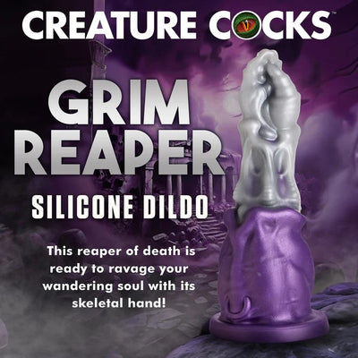 GRIM REAPER SILICON DILDO IN PURPLE AND SILVER FROM CASTLE MEGASTORE - BY CREATURE COCKS