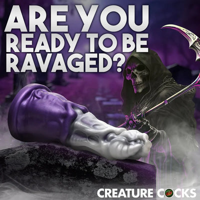 GRIM REAPER SILICON DILDO IN PURPLE AND SILVER FROM CASTLE MEGASTORE - ARE YOU READY TO BE RAGAGED?