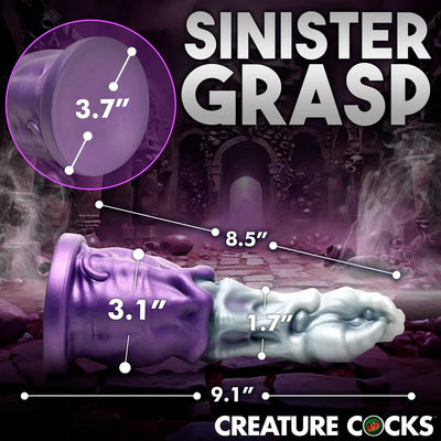 GRIM REAPER SILICON DILDO IN PURPLE AND SILVER FROM CASTLE MEGASTORE WITH MEASUREMENTS