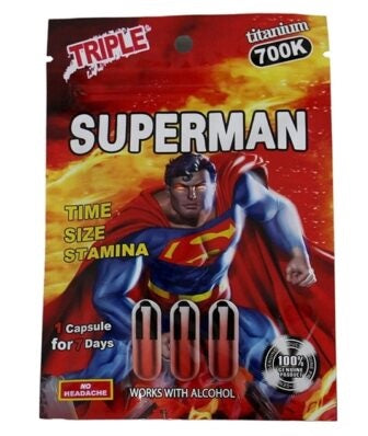 Superman Titanium 700K Male Sexual Enhancement Supplement - 3 Capsules