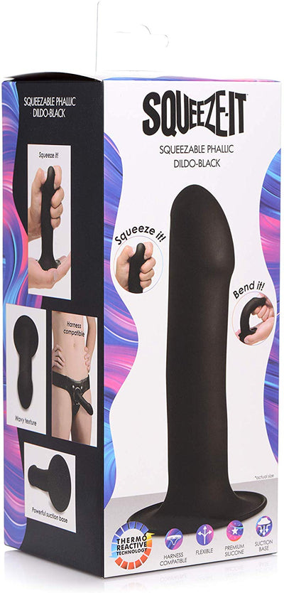 Squeezable Phallic Dildo - Black